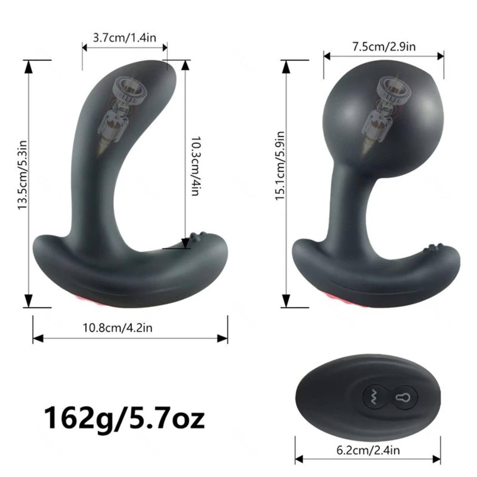 Automatic Inflatable Prostate Anal Vibrator Massager Size