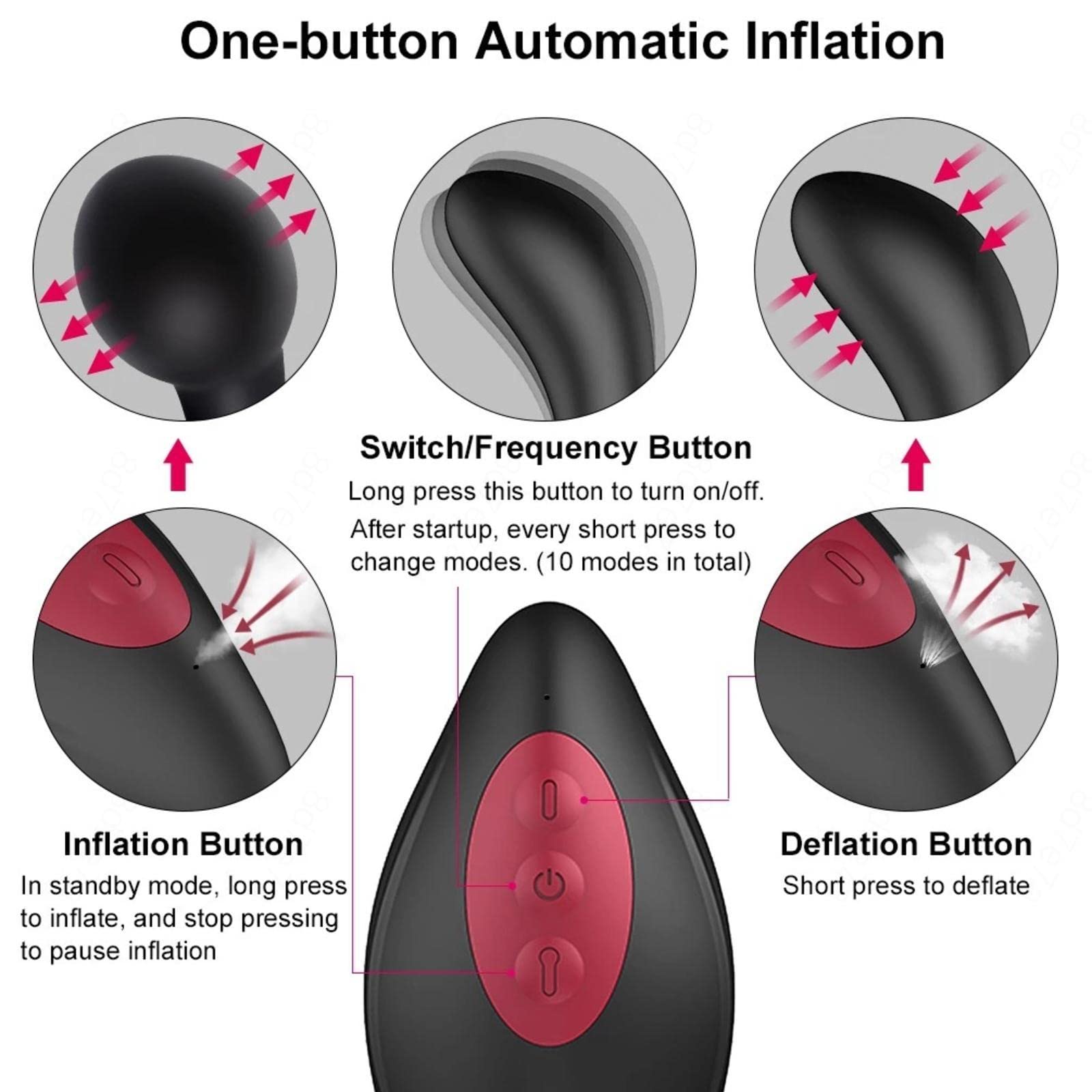 Automatic Inflatable Prostate Anal Vibrator Massager with One Button Automatic Inflation