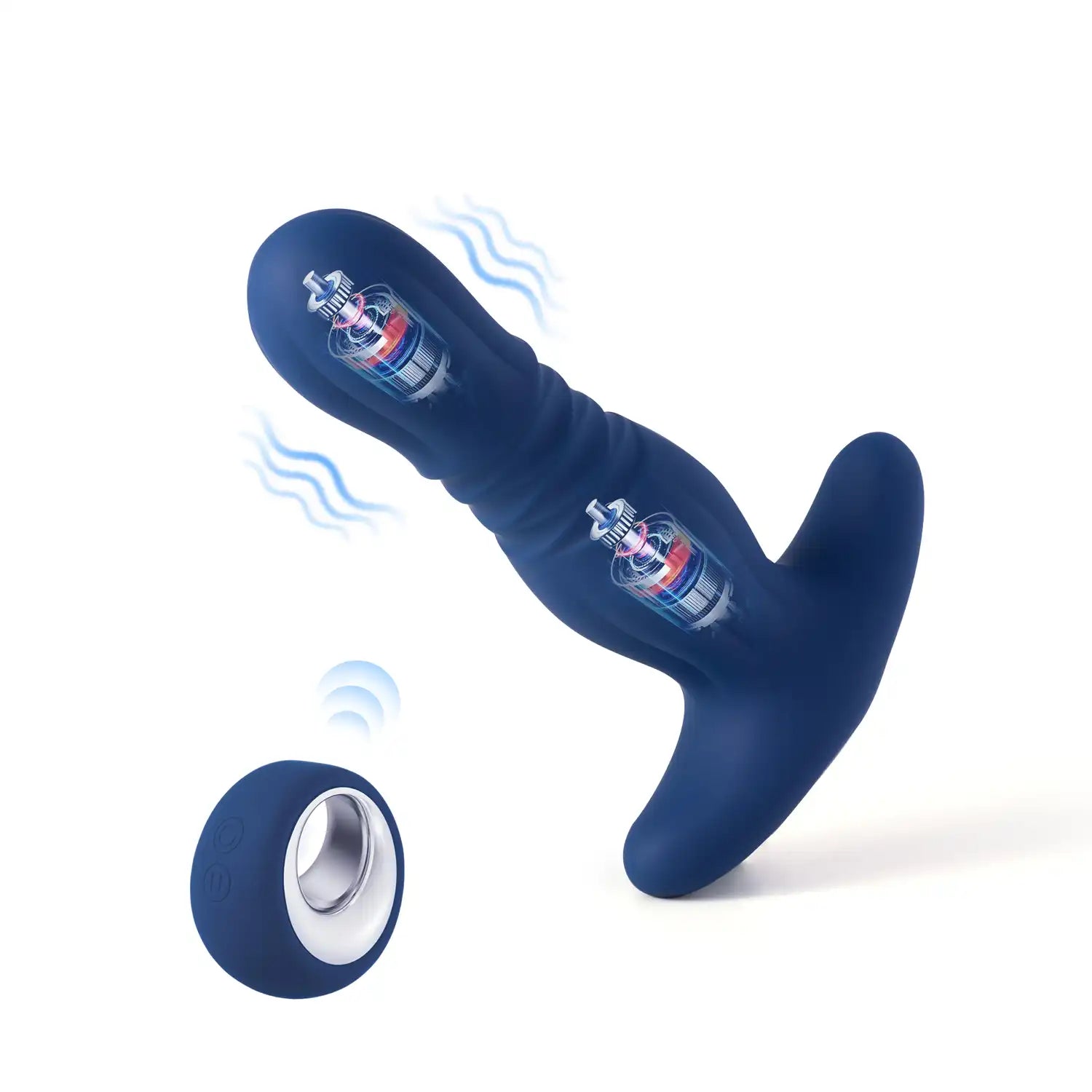 Dynamic Thrusting Anal Vibrator with a Rounded End and Flared Base Internal Structure