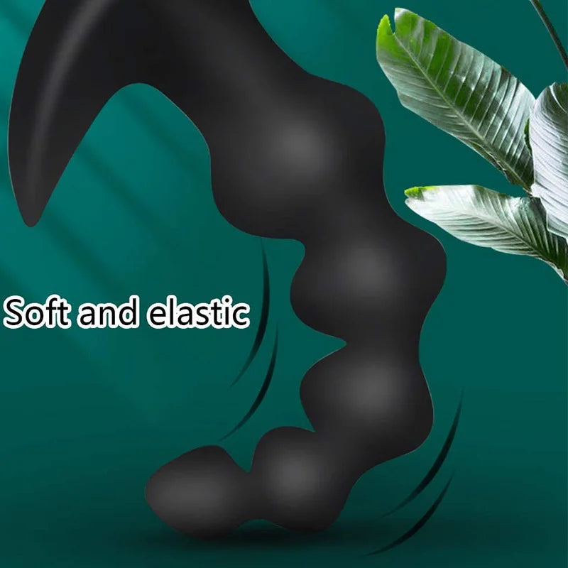 The vibrating anal beads butt plug is soft and elastic