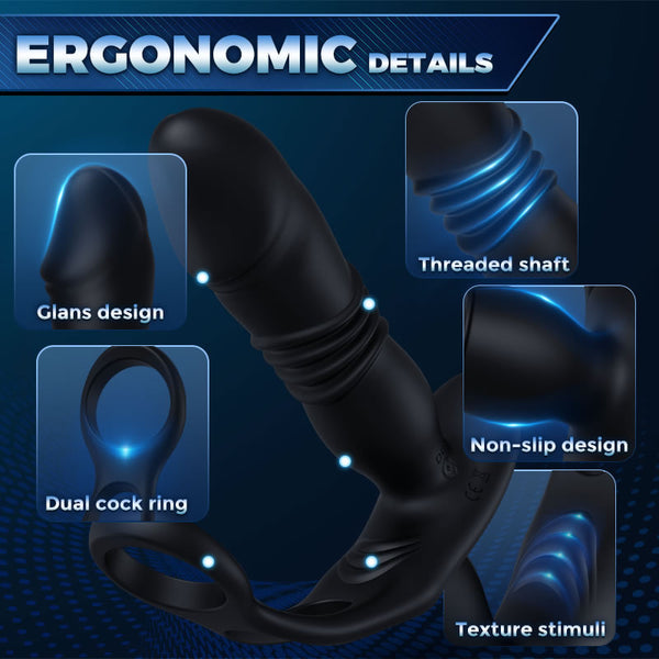 Waterproof Thrusting Anal Vibrator Prostate Massager with Ergonomic Details